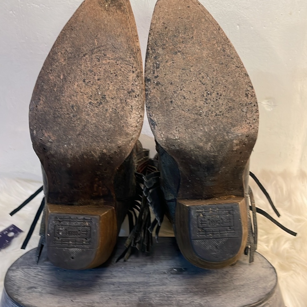 #0167 Corral Vintage Leather Snip Toe Cowboy Boot With Fringe-7.5 - Picture 13 of 15